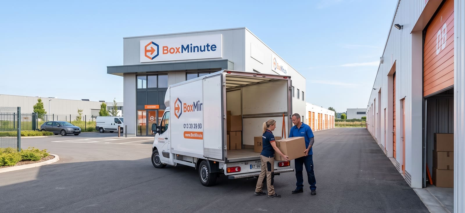 Chargement d’un utilitaire directement devant les box BoxMinute